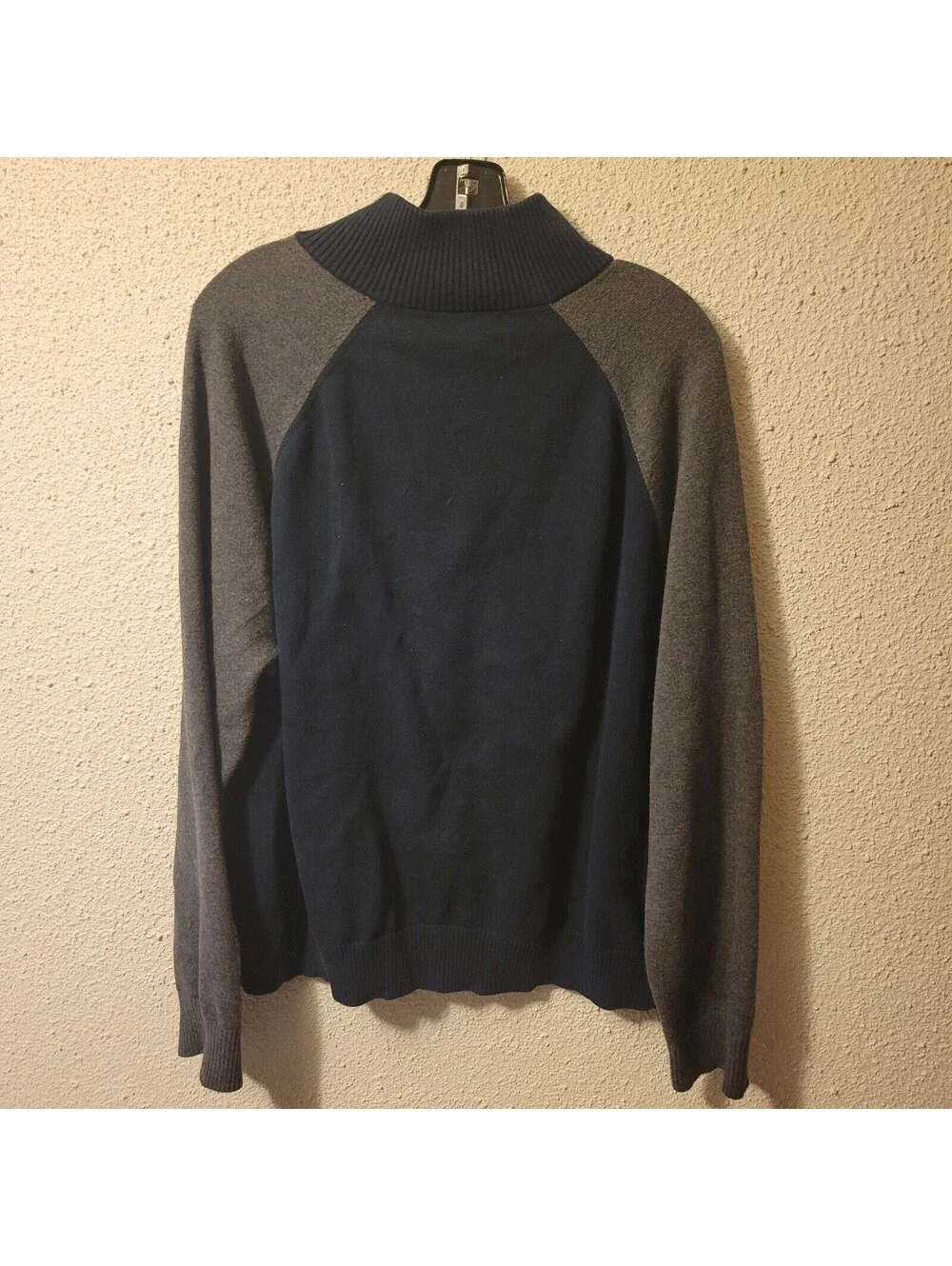 BANANA REPUBLIC Gray Heather Blue Cotton Baseball Sweater Jacket Size XL